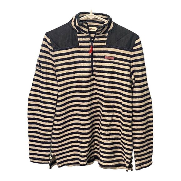 Vineyard Vines Shep women’s Striped Cotton Pullover Sweatshirt Blue/White Small - Picture 1 of 11